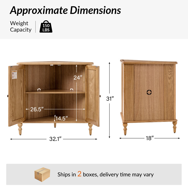 Armoire d'angle 2 portes Barra, Chêne