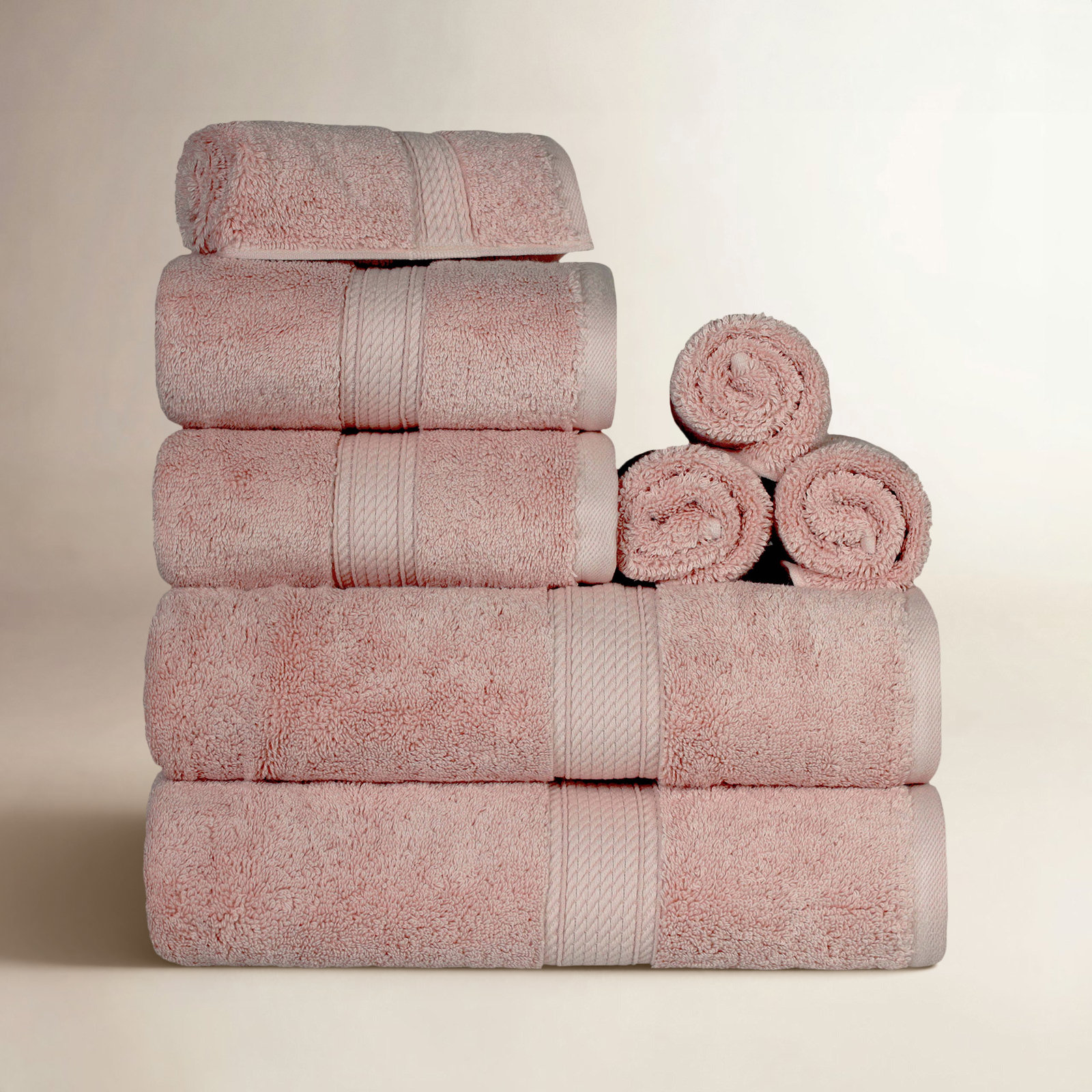 Renata 8-Piece Egyptian Cotton Towel Set, Muted Mauve