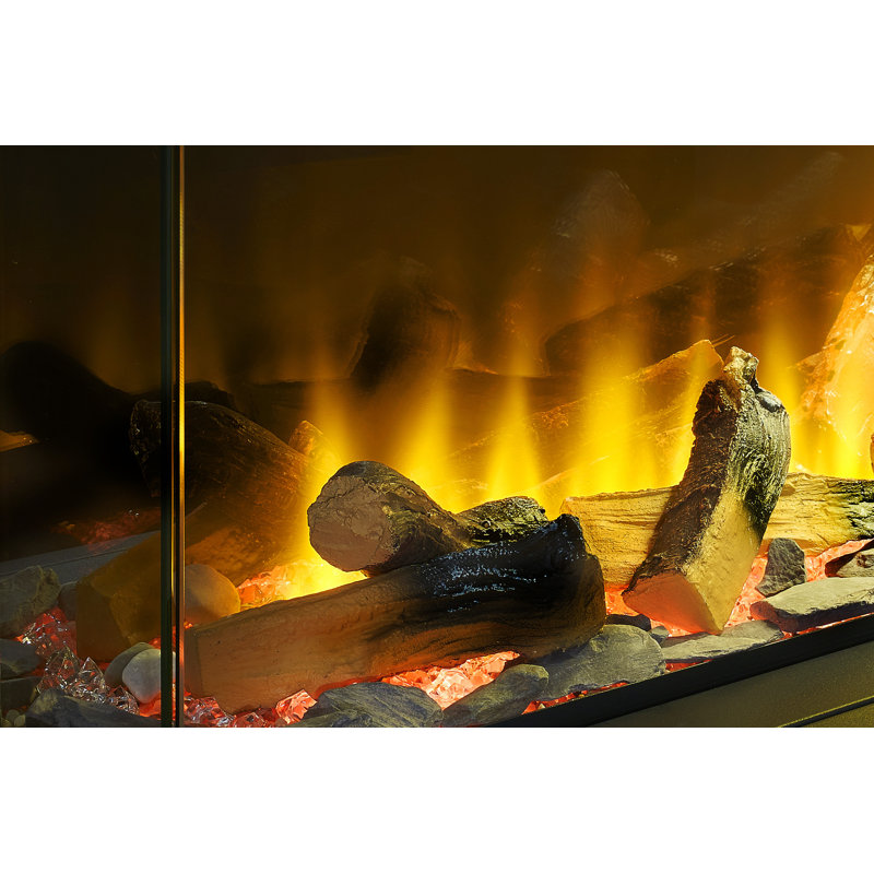 Adella Belfry Heating Black Electric Fireplace with 6824 BTU, 49cm H x 205.4cm W x 23.5cm D