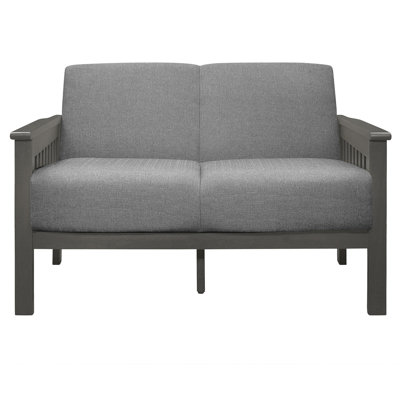 Gray Upholstered With Solid Wood Legs And 300lbs Capacity In Frame Textured Fabric Seat