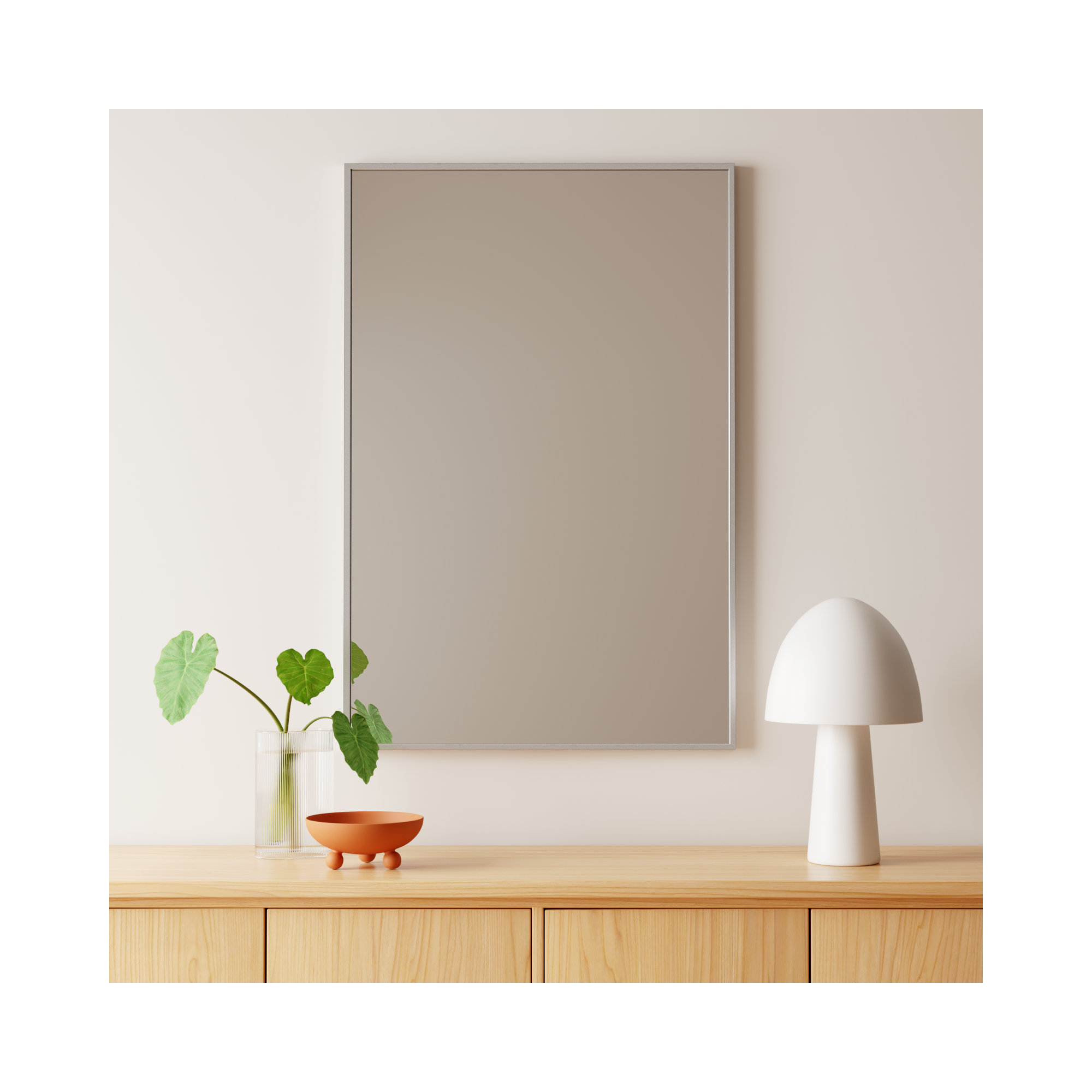 Sabine Metal Rectangle Wall Mirror, 42" x 28", Silver