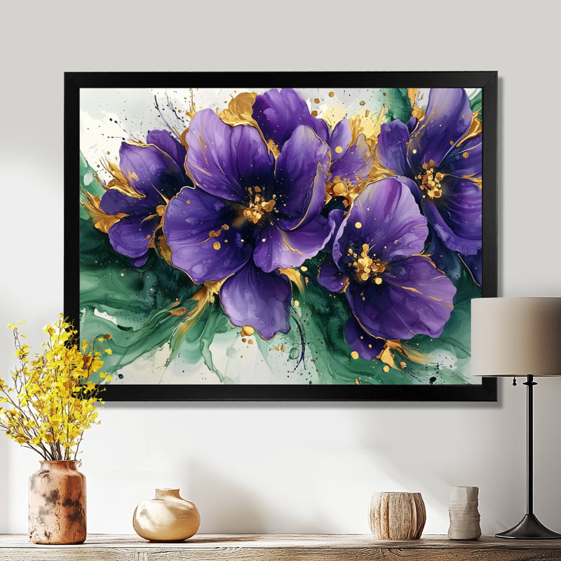 Derbyshire - Violets, art mural, Reproduction encadrée d'une seule photo, Noir, H 12 po x l 20 po