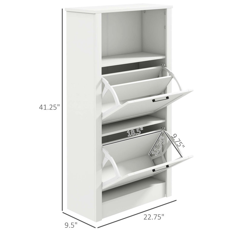 Armoire de rangement pour chaussures avec compartiment ouvert et 2 tiroirs rabattables