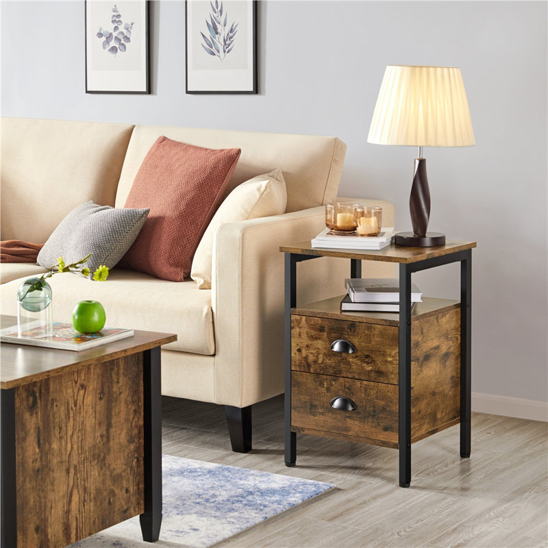 Side Table with Storage, Brown