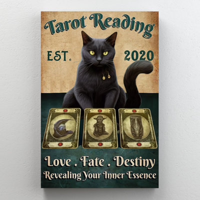 Tarot chat noir lisant