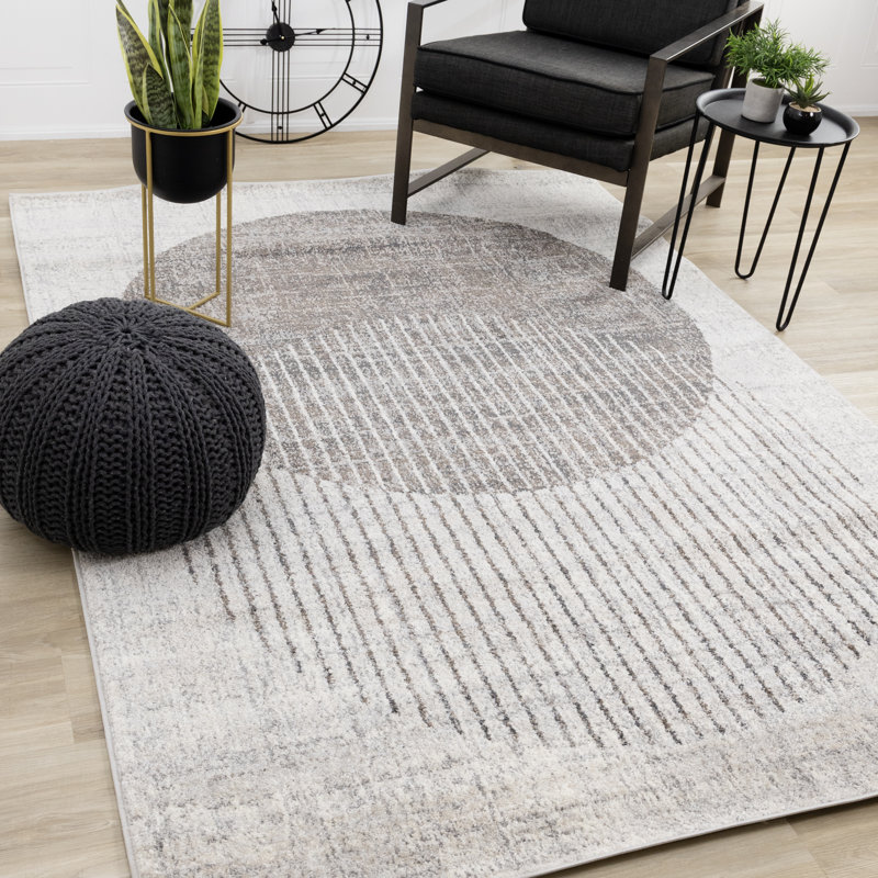 Tapis d'intérieur patiné à motif géométrique patiné blanc, 8 pi x 11 pi (7 pi 10 po x 10 pi 6 po) Branch Art