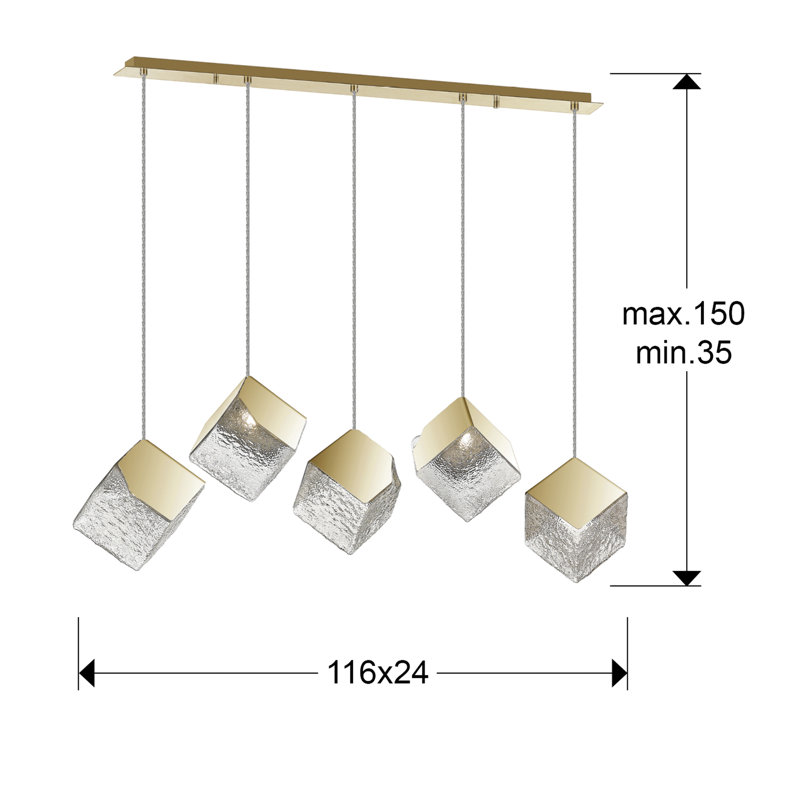 Adryn 5 - Light Cluster Pendant, Gold