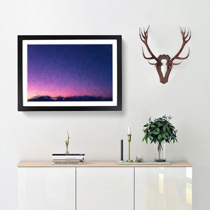Moon over Iran in Abstract - Picture Frame Graphic Art Print, Black Framed, 48cm H x 65cm W x 2cm D