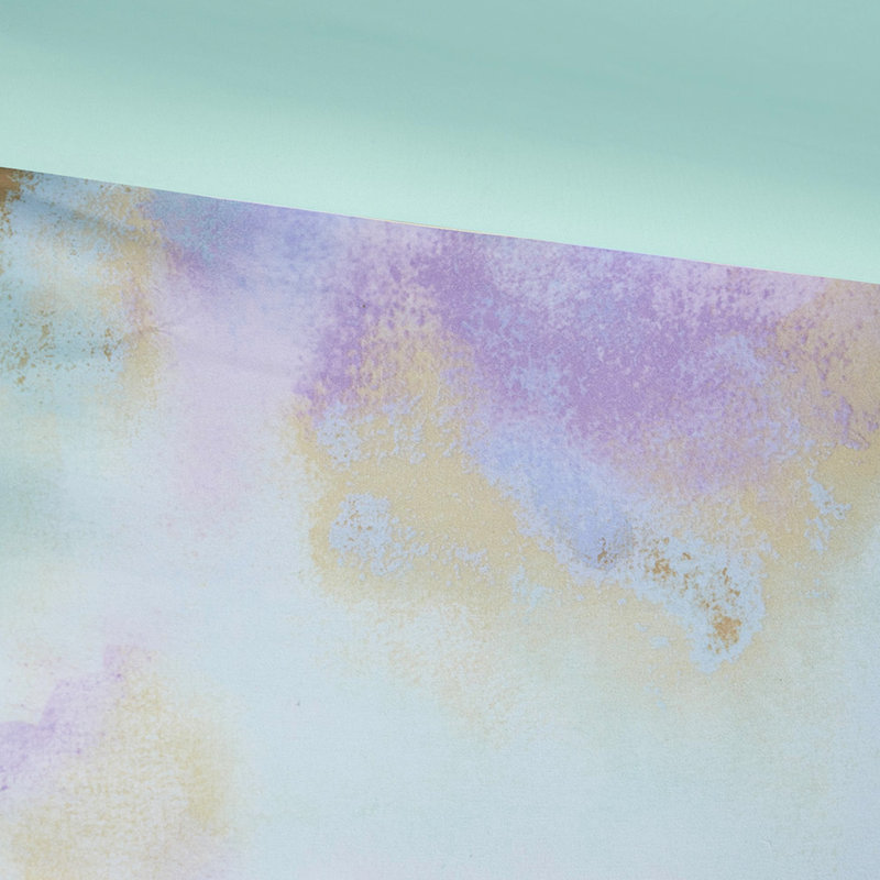 Édredon à passepoil avec passepoil et aquarelle, Turquoise, Édredon simple + 3 pièces supplémentaires