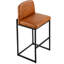 Tabouret de bar de 27 po de hauteur, comptoir de 27 po avec pieds en métal et pieds en métal, surface de siège confortable, facile à entretenir, pour la cuisine et la salle à manger, brun