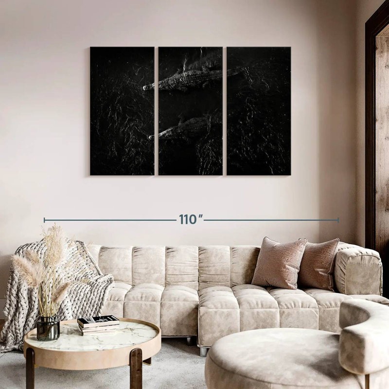 Brampt Black Lake Crocodiles, 48" H x 74" W