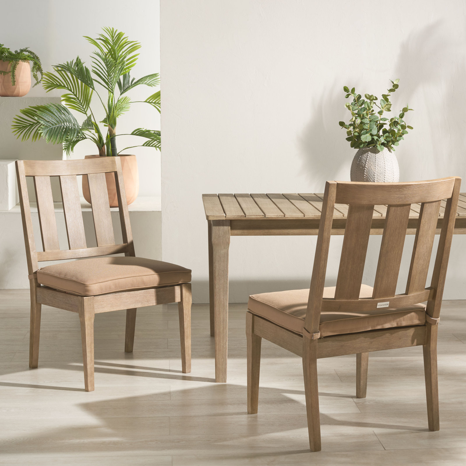 Samya Eucalyptus Patio Side Chair, Brown