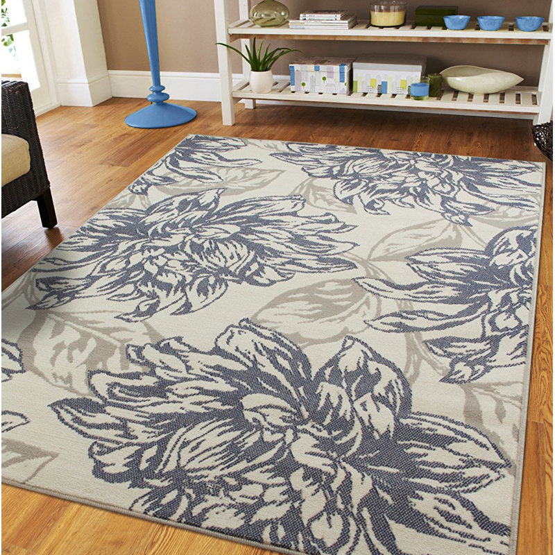 Washable Floral Indoor / Outdoor Rug, Rectangle 2' x 3'