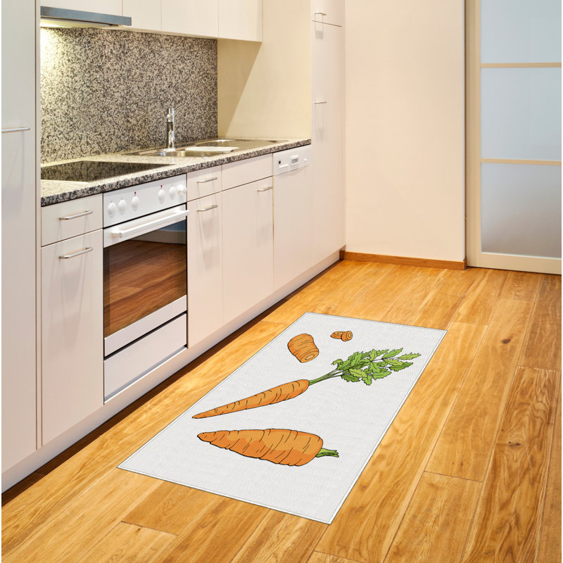 Green Orange High Density Long Fiber Poly Threads Decorative Area Rug Carpet, Rectangle 2'7" x 5'