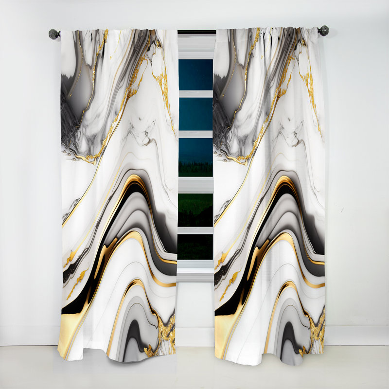 Toile abstraite à motif géométrique abstrait marbre gris IV - rideau moderne - velours obscurcissant - 1 panneau