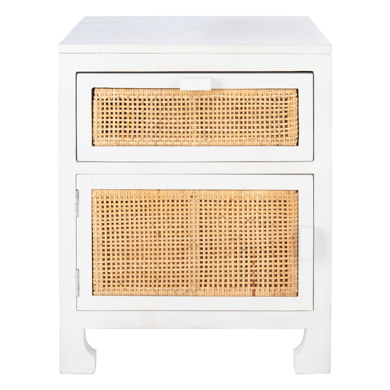 1 - Drawer Nightstand, White/Natural