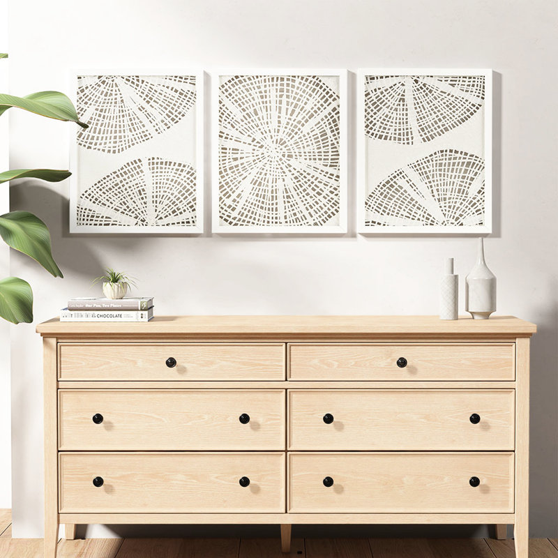 3 décorations abstraites en papier de riz - thème côtier pour tablette d'après-rasage