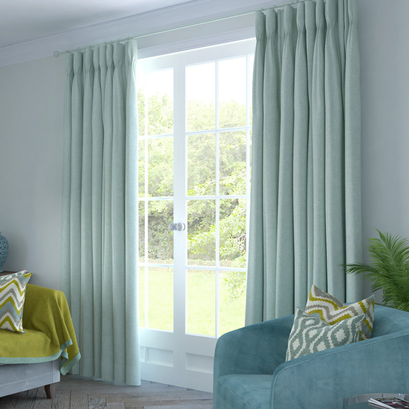 Eleph Blackout Curtain Pair, Duck Egg Blue, 116 W x 182 D cm