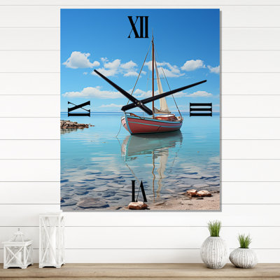 Maritime Sailboard Horizon - Coastal Wall Clock Oversized -  Latitude RunÂ®, 63E08FF28B4841EC9A161E66D589B4E0