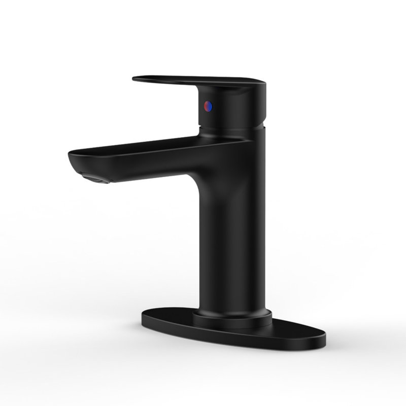 Robinet de lavabo de salle de bain monocommande en zinc, Noir mat