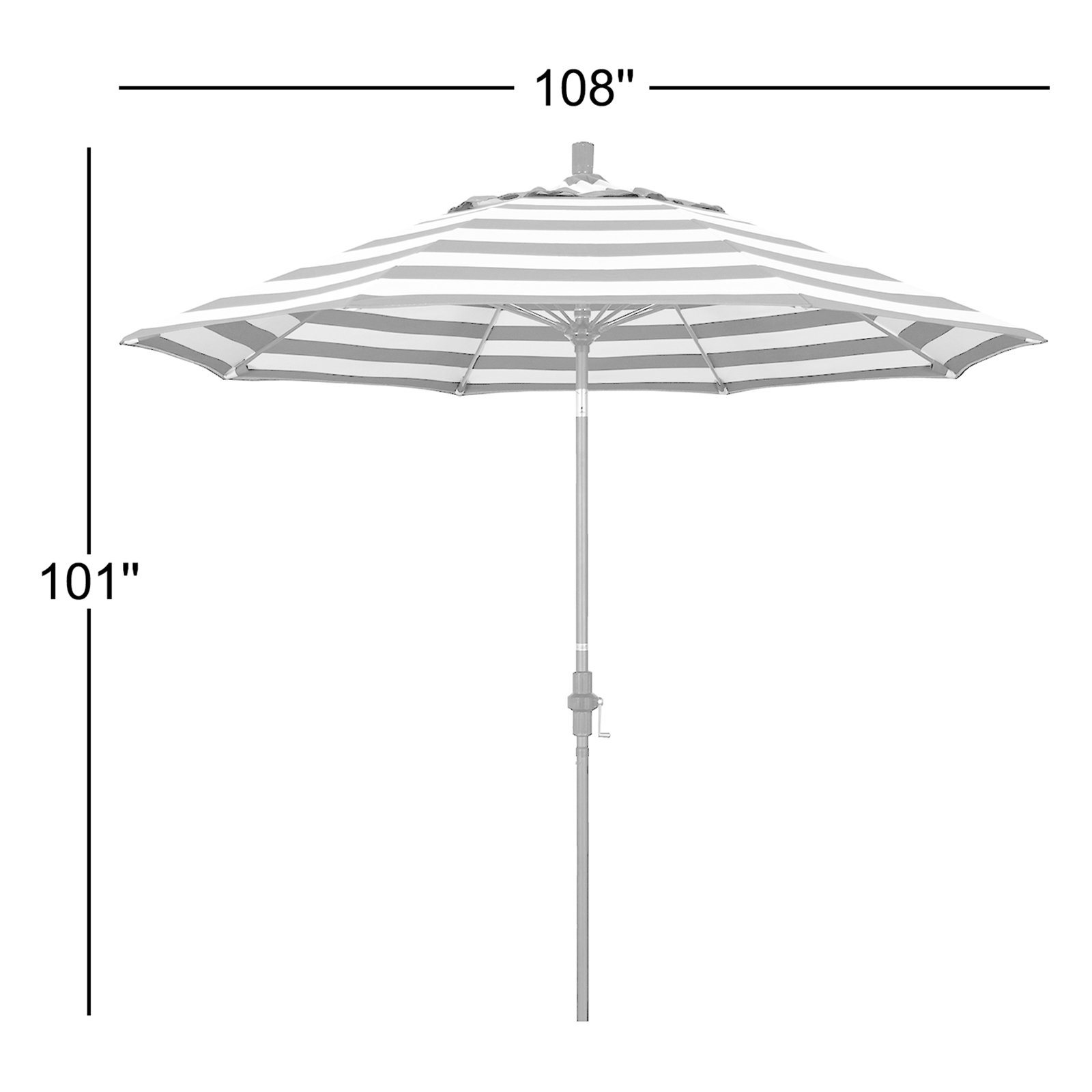 Roverta 9' Sunbrella® Market Umbrella, Cabana Classic Black Stripe Sunbrella®, Black