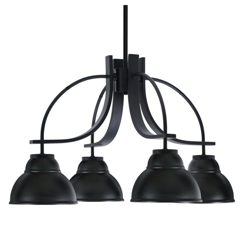Lustre encastré Cavella, H 15,5 po x l 26,5 po x P 26,5 po, Noir mat, 4