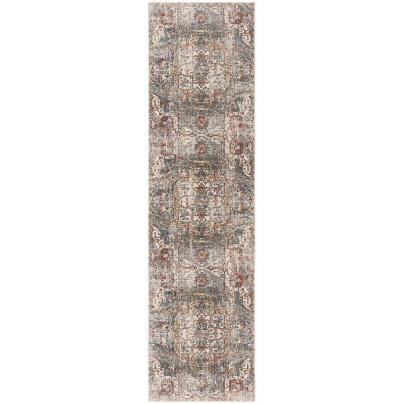 Tapis gris anthracite / olive Ehtan, Tapis de couloir 2 pi 2 po x 8 pi