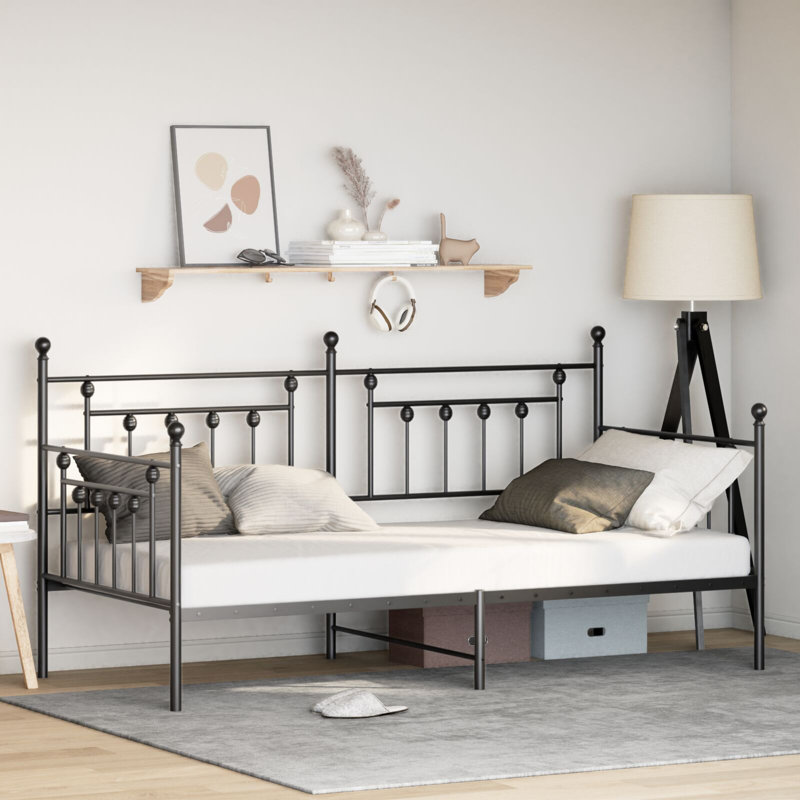 Daybed Frame With Trundle, Steel, 100 x 200cm, Black