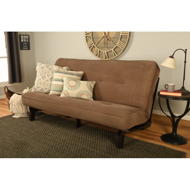 Higden Full 75" Wide Carson Java Futon with Mattress, Marmont Mocha Polyester