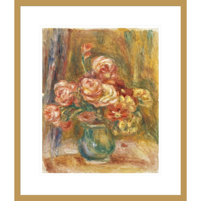 «Vase of Roses» par Pierre-Auguste Renoir, impression giclée encadrée, H 20,7 po x l 17,75 po