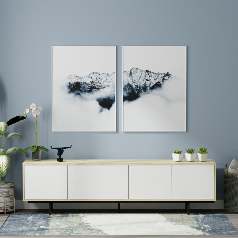 Arnfinnur Unfinished TV Stand, Oak/White/Black