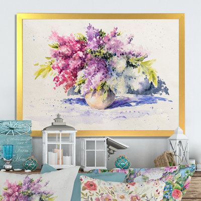" White Violet Lilacs Vase "