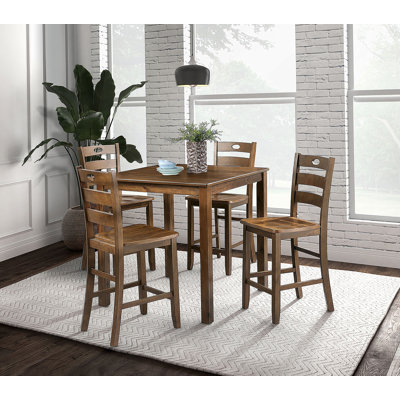 Transitional Style 5-Piece Dining Table Set With Square Table And Slat Back Chairs For A Versatile Dining Experience