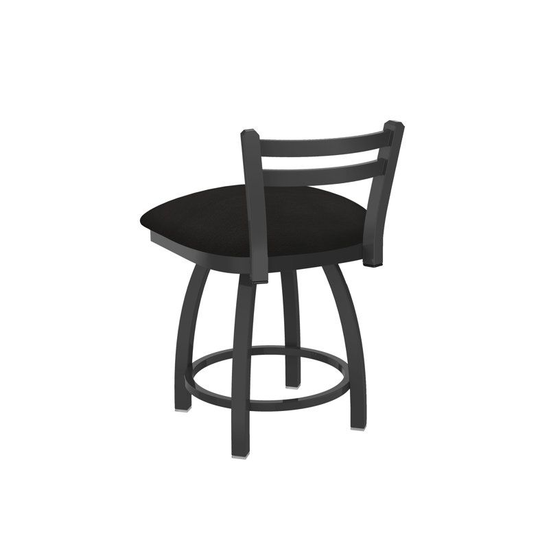 Tabouret de coiffeuse en métal Jackie, Étain, Vinyle - Espresso Canter