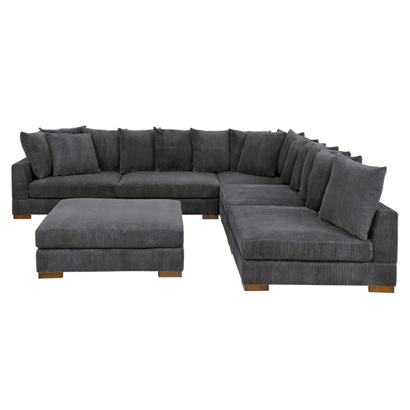 Large Seating Corduroy Modular Sleeper Sectional