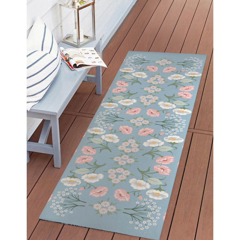 May Flowers Outdoor Rug, Runner 2'6" x 8'