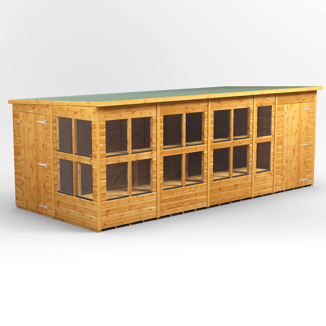 Powersheds 18 x 8ft Timber Tongue & Groove Pent Potting Shed Combi (includes 4ft Side Store)