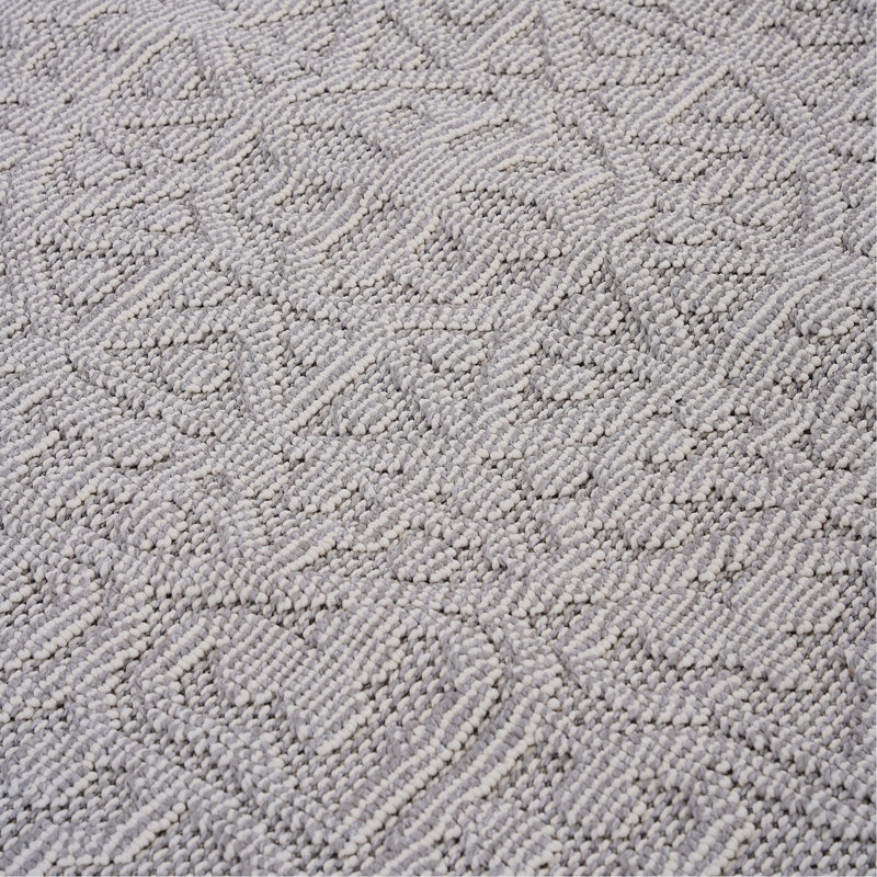 Tapis intérieur / extérieur 4X6 blanc / ivoire / médaillon, Blanc, Rectangle 4 pi x 6 pi 2 po