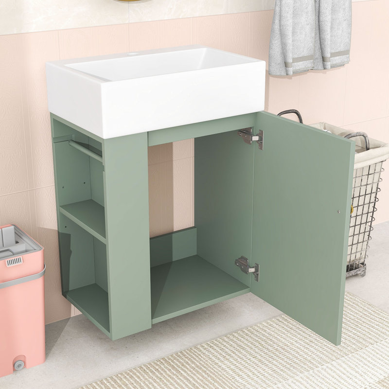Meuble-lavabo mural de 20 po avec panneau de fibres à densité moyenne durable, Vert