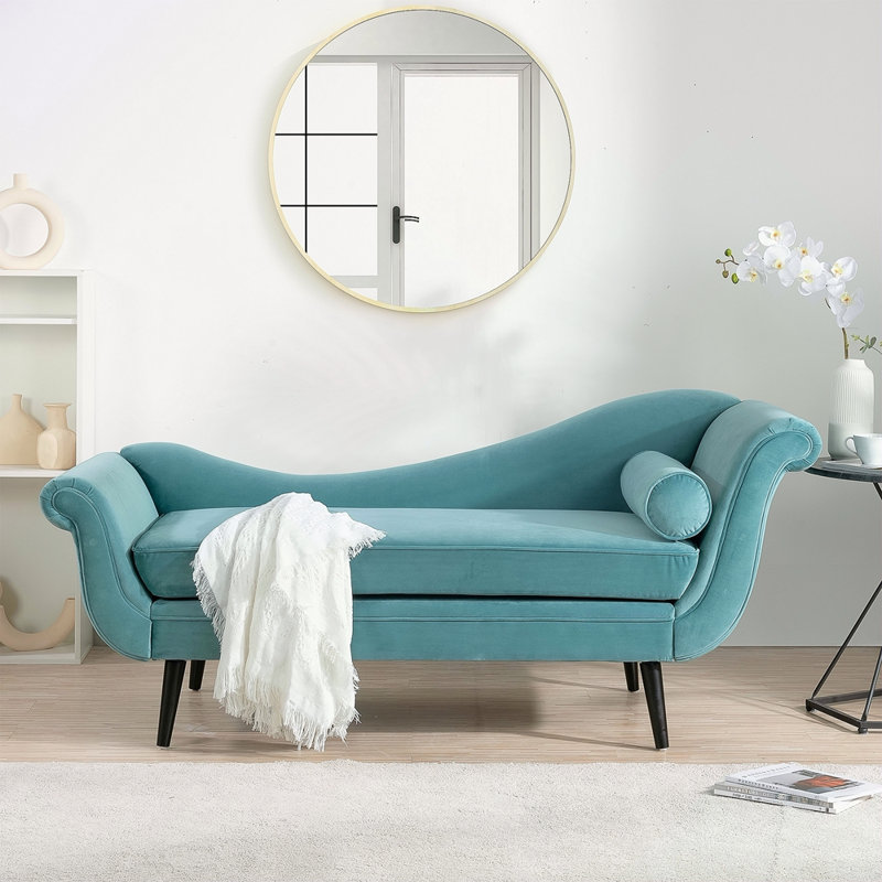 Chaise longue avec accoudoirs à volutes, Vert