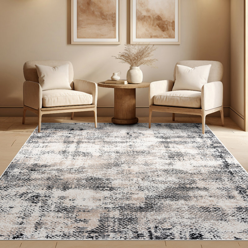 Tapis d'intérieur abstrait beige Mair Adrian, Rectangle 7 pi 11 po x 9 pi 11 po