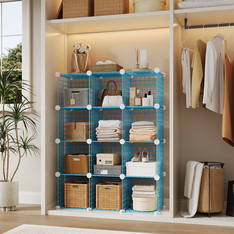 95cm W Metal Shelving Unit, Blue