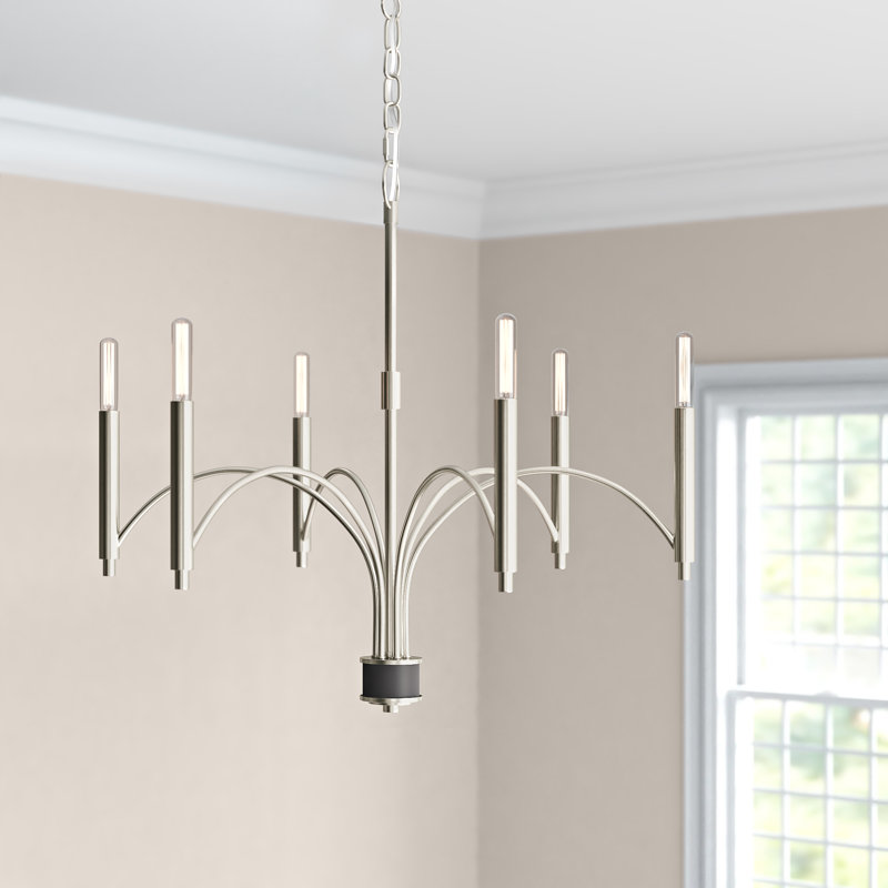 Lochlain 6 - Light Dimmable Classic / Traditional Chandelier, Brushed Nickel