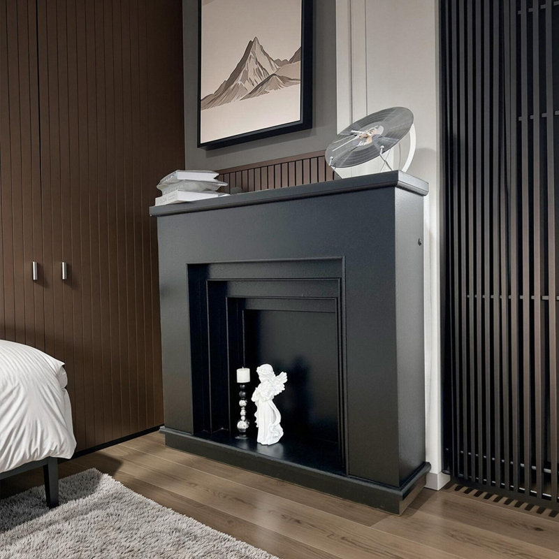Simple armoire murale décorative de style français, Noir, H 35,43 po x l 39,37 po x P 9,45 po