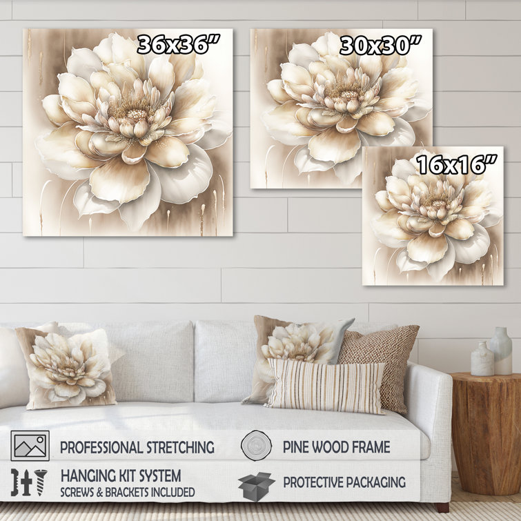 8 x 10 Sketch Flowers Framed Wall Canvas Tan - Threshold™