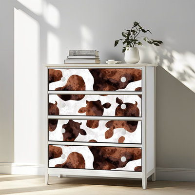 Peel and Stick Wallpaper Contact Paper Abstract brown white cow spots Watercolor hand drawn Self Adhesive and Removable 17.7in x 118in(45x300cm)