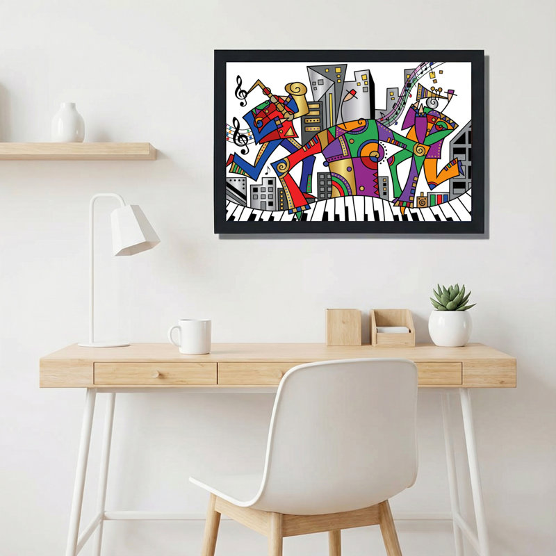 Ensemble de 1 tableau abstrait Music City sur toile tendue, H 12 po x l 18 po