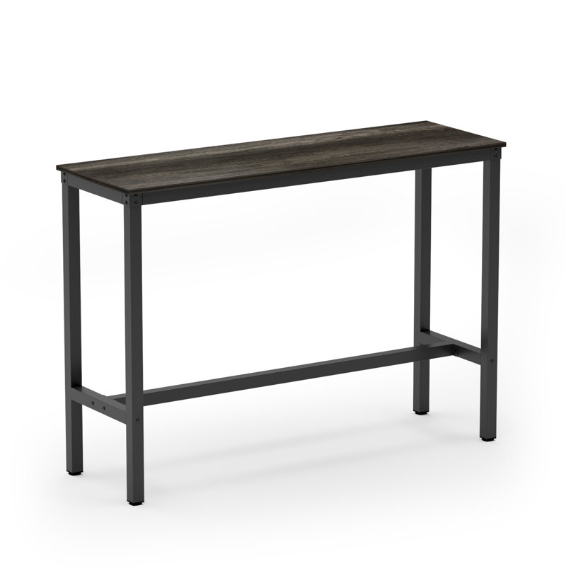 Amner Metal Base Dining Table, Black Oak, 39.37" H x 55.11" L x 17.71" W