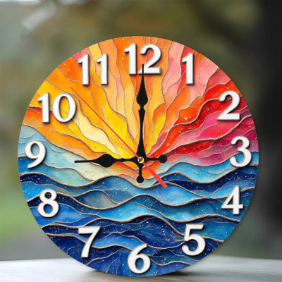 Horloge murale coucher de soleil océan