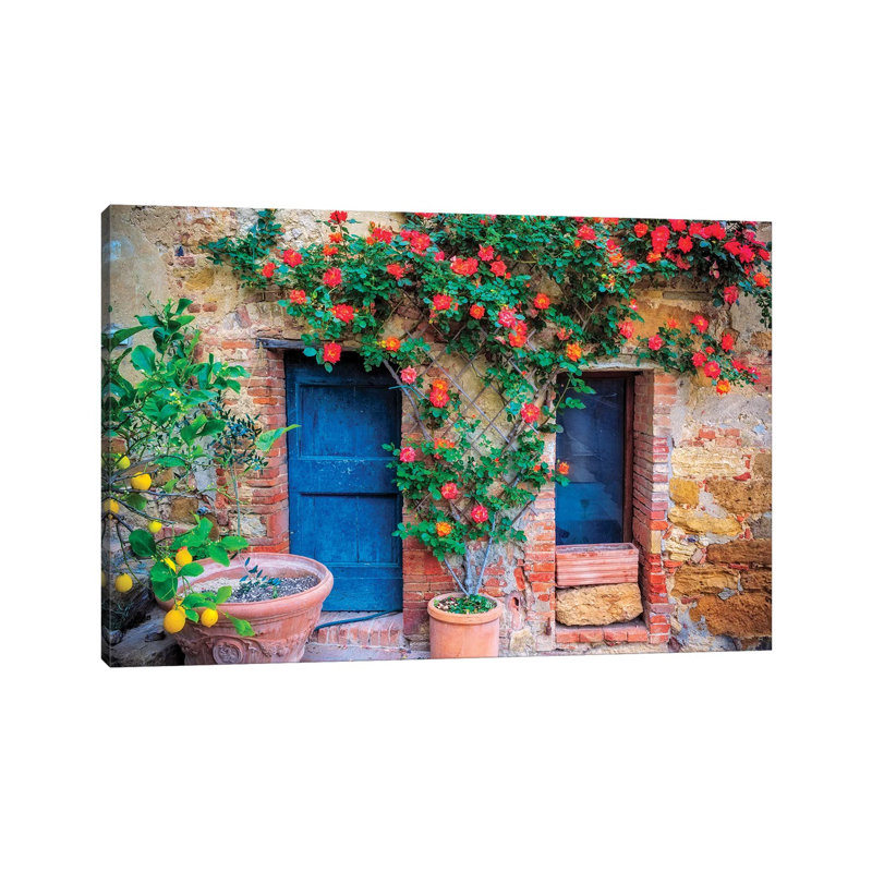 Italie, Val d'Orcia. «Two Doors with Plantation» par Jaynes Gallery - photographie sur toile tendue